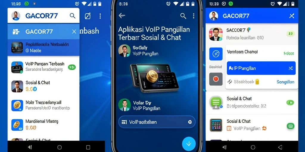Tampilan antarmuka aplikasi VoIP Panggilan GACOR77 yang modern.