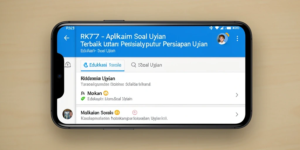 Tampilan antarmuka RK77 dengan berbagai pilihan soal ujian.