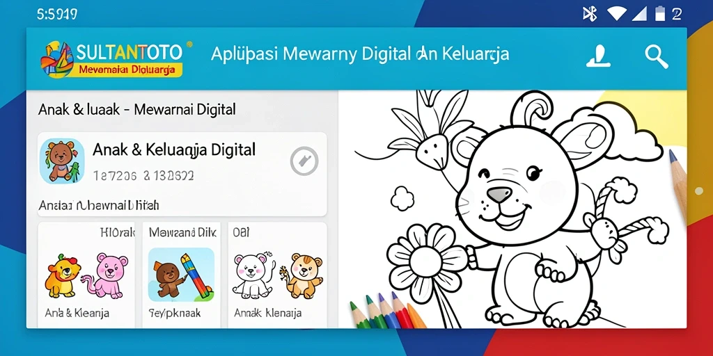 Tampilan antarmuka aplikasi SULTANTOTO dengan fungsi Mewarnai Digital yang interaktif.